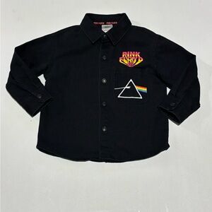 Pink Floyd Kids Black Snap Button Shirt with Dark Side of The Moon, 3T